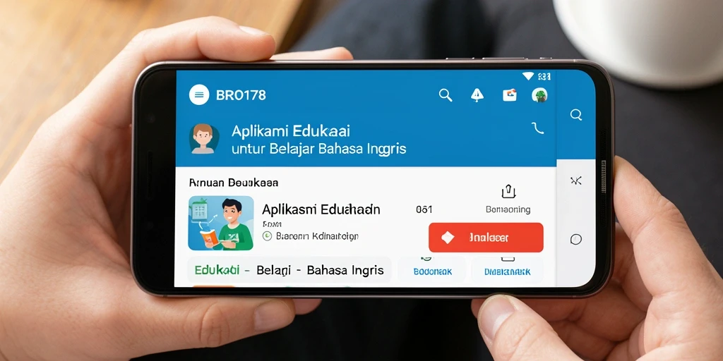 Antarmuka aplikasi BRO178 untuk belajar Bahasa Inggris yang interaktif dan menarik.