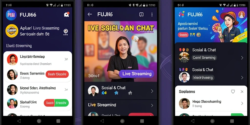 Antarmuka grafis aplikasi FUJI66 yang memudahkan pengguna untuk Live Streaming.