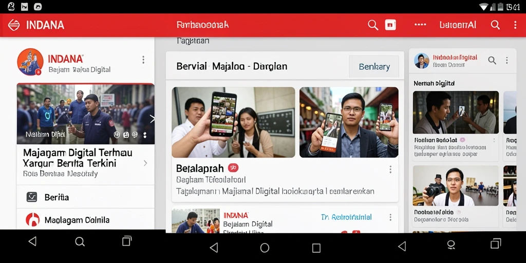 Antarmuka aplikasi INDAAA dengan tampilan berita terkini yang menarik.