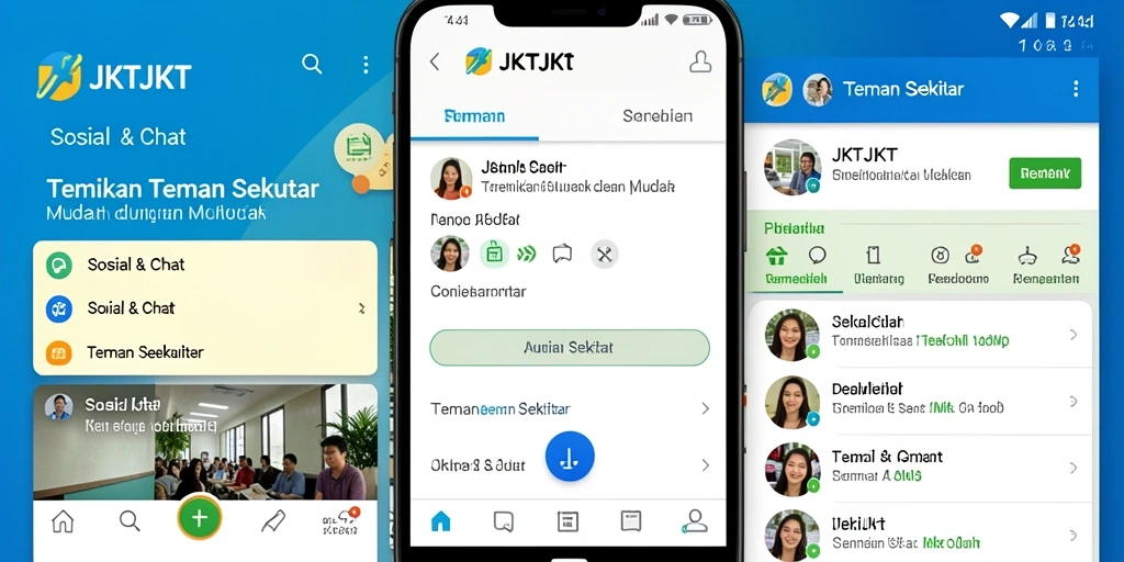 Antarmuka JKTJKT yang modern dan intuitif untuk menjalin persahabatan.