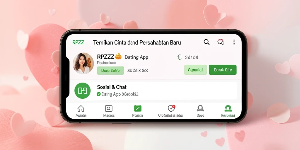 Screenshot utama RPZZZ menampilkan antarmuka pengguna aplikasi Dating App.