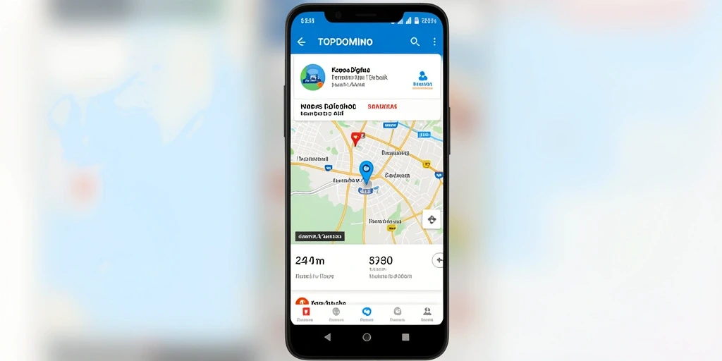 Antarmuka aplikasi TOPDOMINO yang menampilkan fungsi kompas digital yang user-friendly.