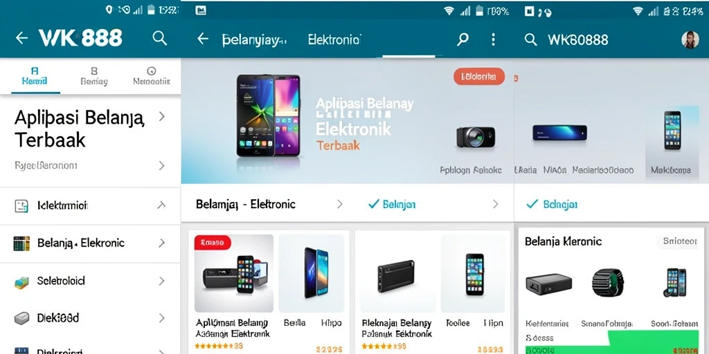 Tangkapan layar utama aplikasi WK888 menampilkan antarmuka elektronik yang menarik.